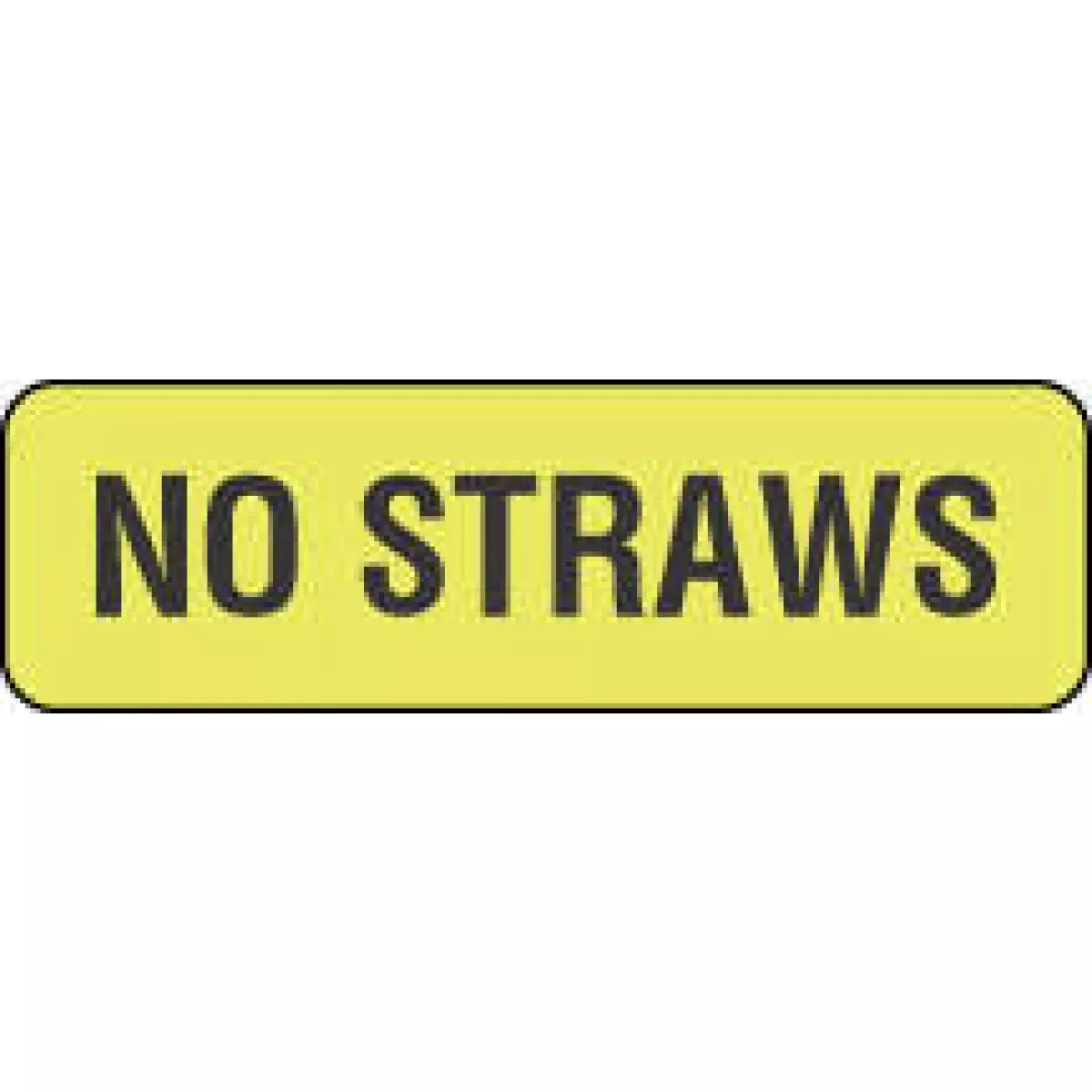 Label Paper Permanent No Straws 1 1/4" X 3/8" Fl. Yellow 1000 Per Roll