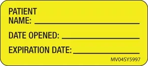 Label Paper Permanent Patient Name: Date 1" Core 2 1/4" X 1 Yellow 420 Per Roll