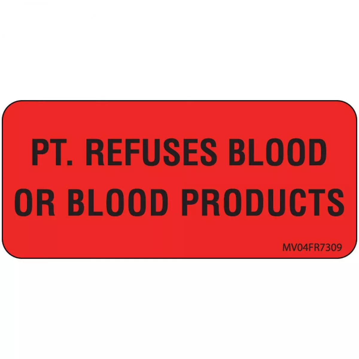 Label Paper Permanent Pt. Refuses Blood 1" Core 2 1/4" X 1 Fl. Red 420 Per Roll