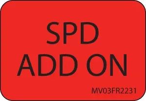 Label Paper Permanent Spd Add On 1" Core 1 7/16" X 1 Fl. Red 666 Per Roll