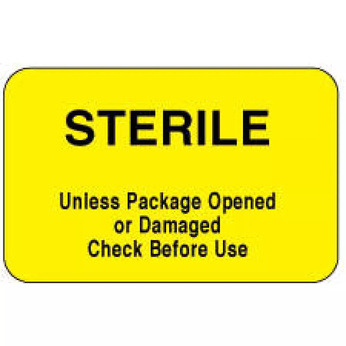Label Paper Permanent Sterile Unless 1 3/4" X 1 1/8" Yellow 250 Per Roll