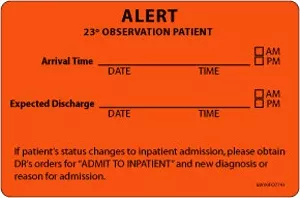 Label Paper Removable Alert 23Â° 1" Core 4" X 2 5/8" Fl. Orange 375 Per Roll