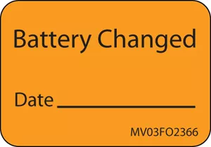 Label Paper Removable Battery Changed 1" Core 1 7/16" X 1 Fl. Orange 666 Per Roll