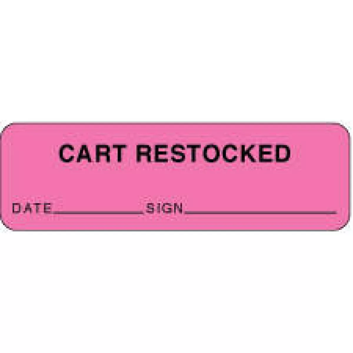 Label Paper Removable Chart Restocked 2 7/8" X 7/8" Fl. Pink 1000 Per Roll