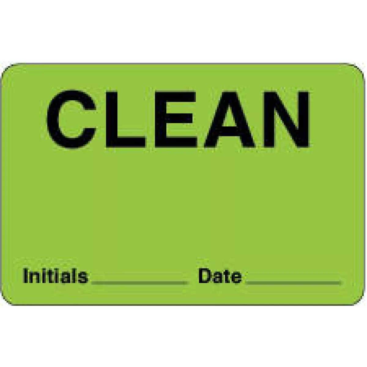 Label Paper Removable Clean Initials 3" Core 4" X 2 1/8" Fl. Green 500 Per Roll