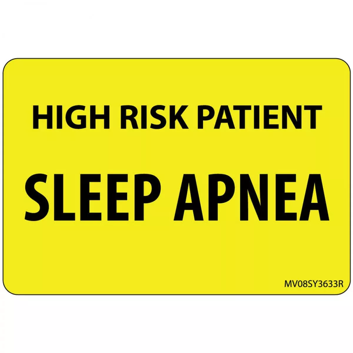 Label Paper Removable High Risk Patient 1" Core 2" 15/16" X 2 Yellow 333 Per Roll