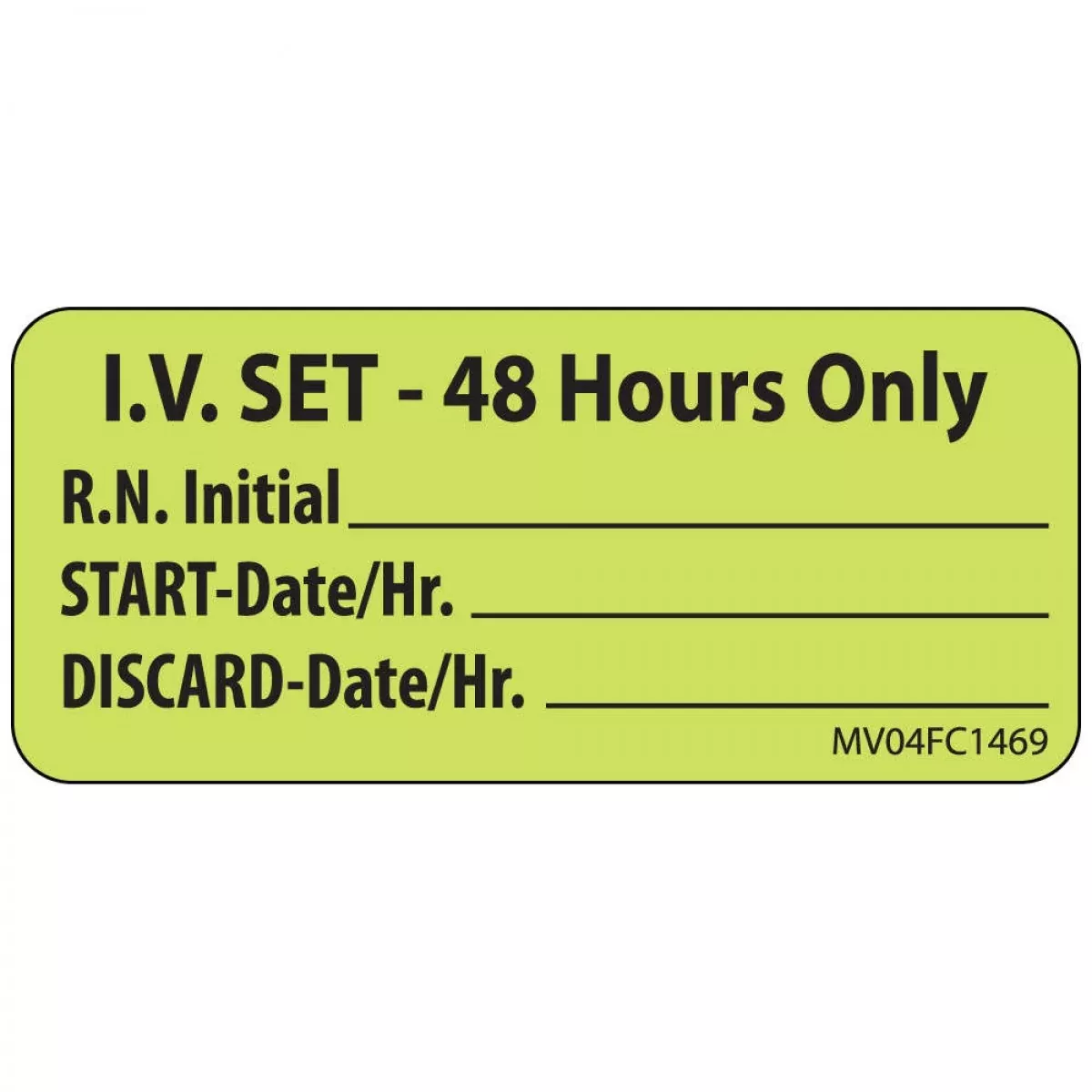 Label Paper Removable I.V. Set- 48 1" Core 2 1/4" X 1 Fl. Chartreuse 420 Per Roll