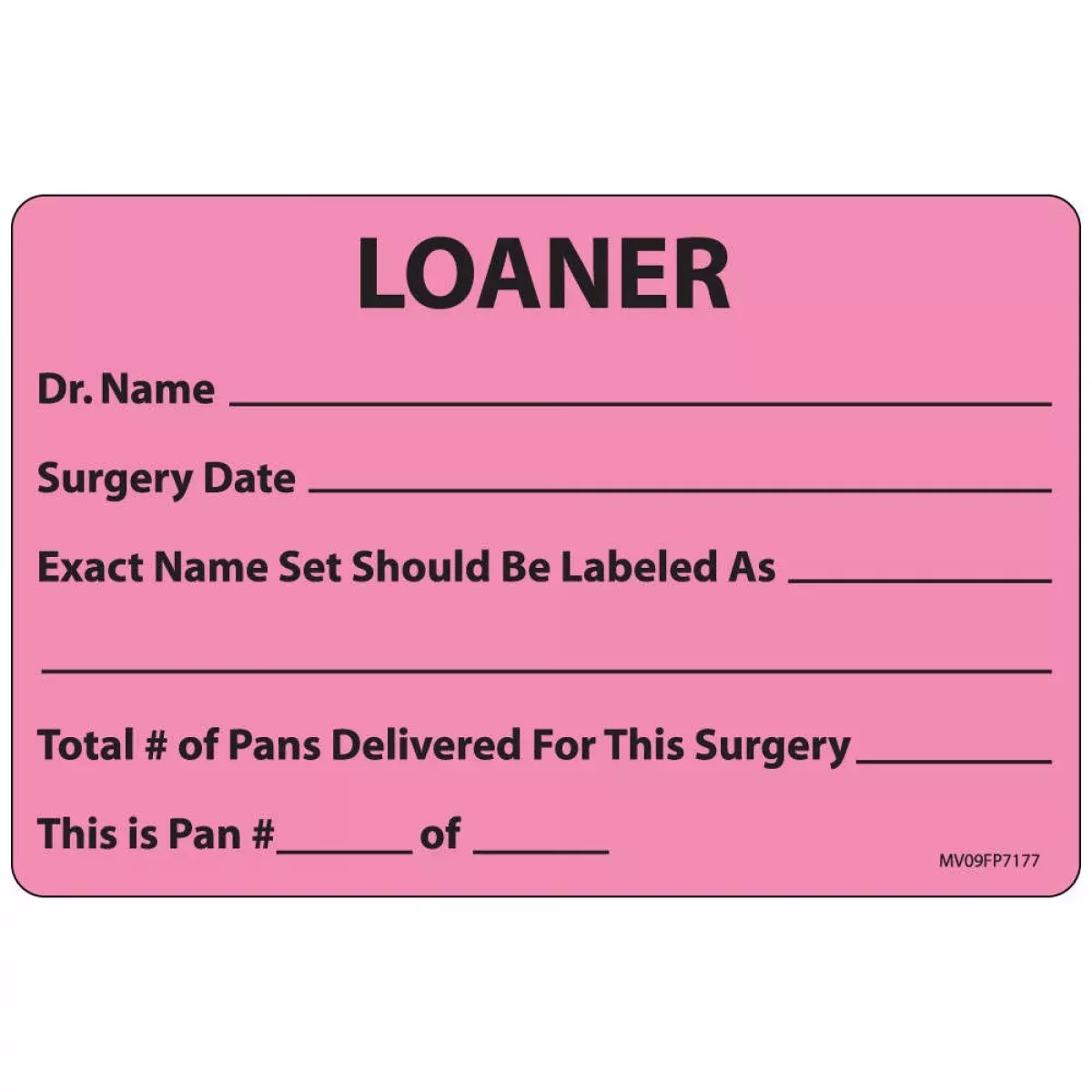 Label Paper Removable Loaner Dr. 1" Core 4" X 2 5/8" Fl. Pink 375 Per Roll