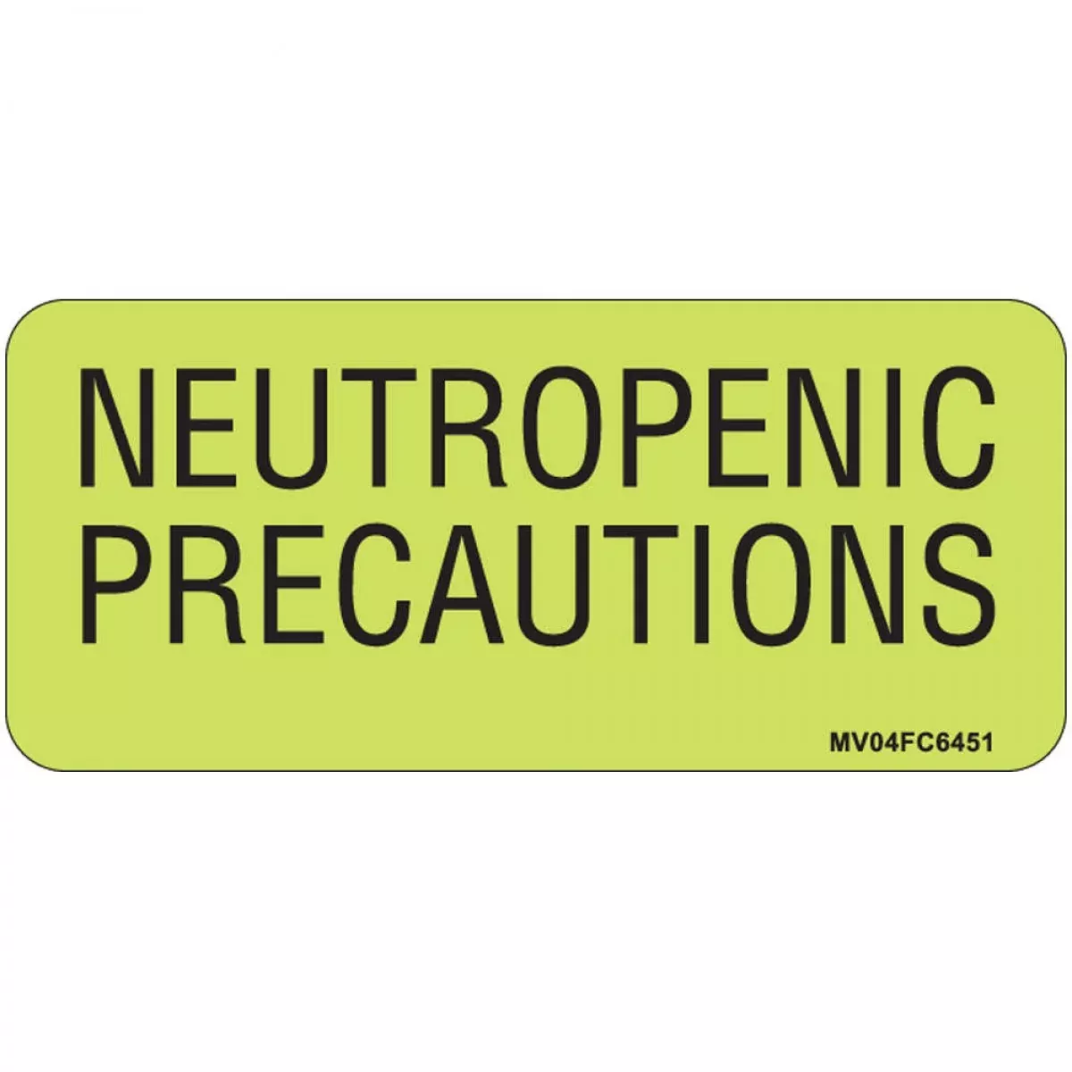 Label Paper Removable Neutropenic 1" Core 2 1/4" X 1 Fl. Chartreuse 420 Per Roll