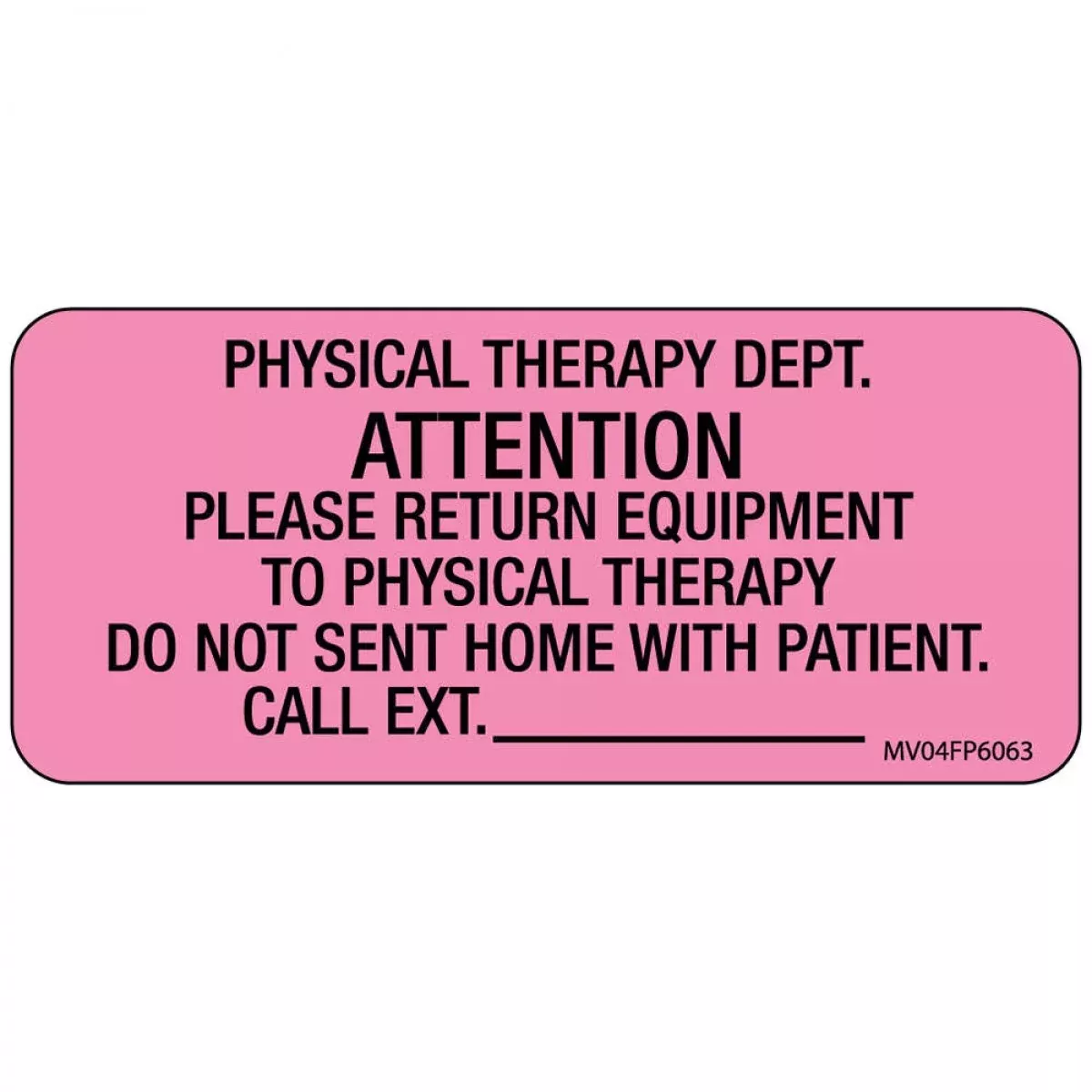 Label Paper Removable Physical Therapy 1" Core 2 1/4" X 1 Fl. Pink 420 Per Roll