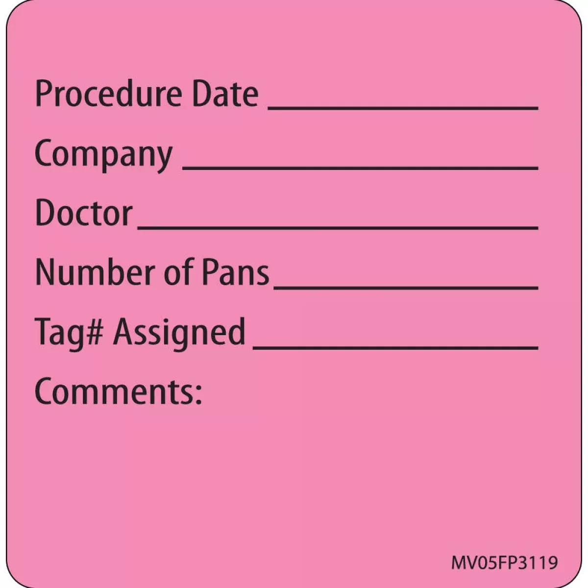 Label Paper Removable Procedure Date 1" Core 2 7/16" X 2 1/2" Fl. Pink 400 Per Roll