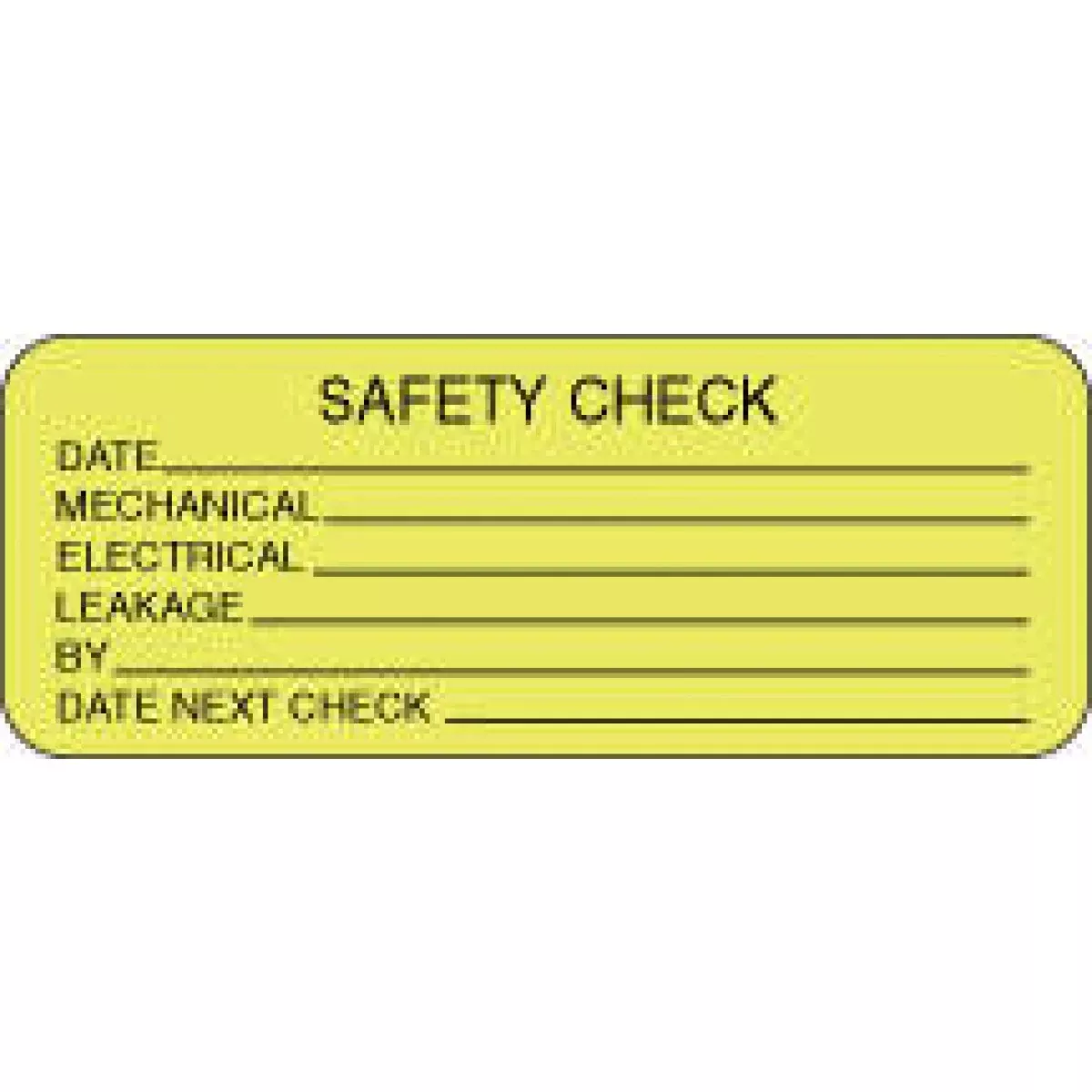 Label Paper Removable Safety Check 2 1/4" X 7/8" Fl. Yellow 1000 Per Roll