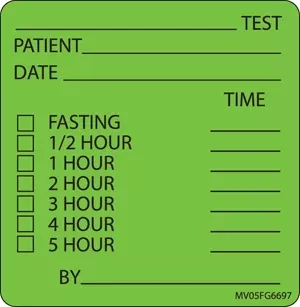 Label Paper Removable Test Patient 1" Core 2 7/16" X 2 1/2" Fl. Green 400 Per Roll