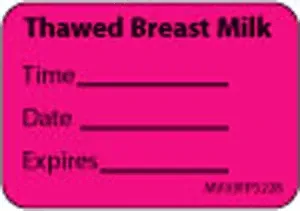 Label Paper Removable Thawed Breastmilk 1" Core 1 7/16" X 1 Fl. Pink 666 Per Roll
