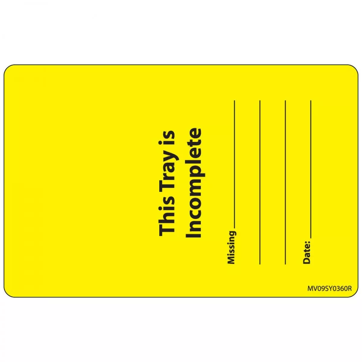 Label Paper Removable This Tray Is 1" Core 4" X 2 5/8" Yellow 375 Per Roll