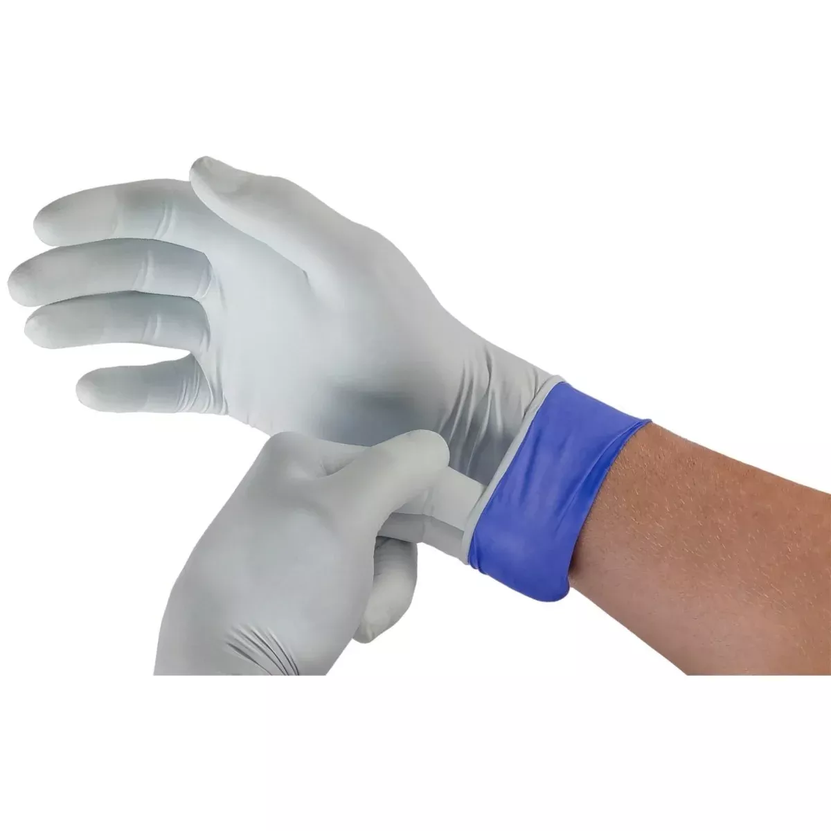 LifeStar EC Nitrile Extended Cuff Length Exam Glove, White / Blue