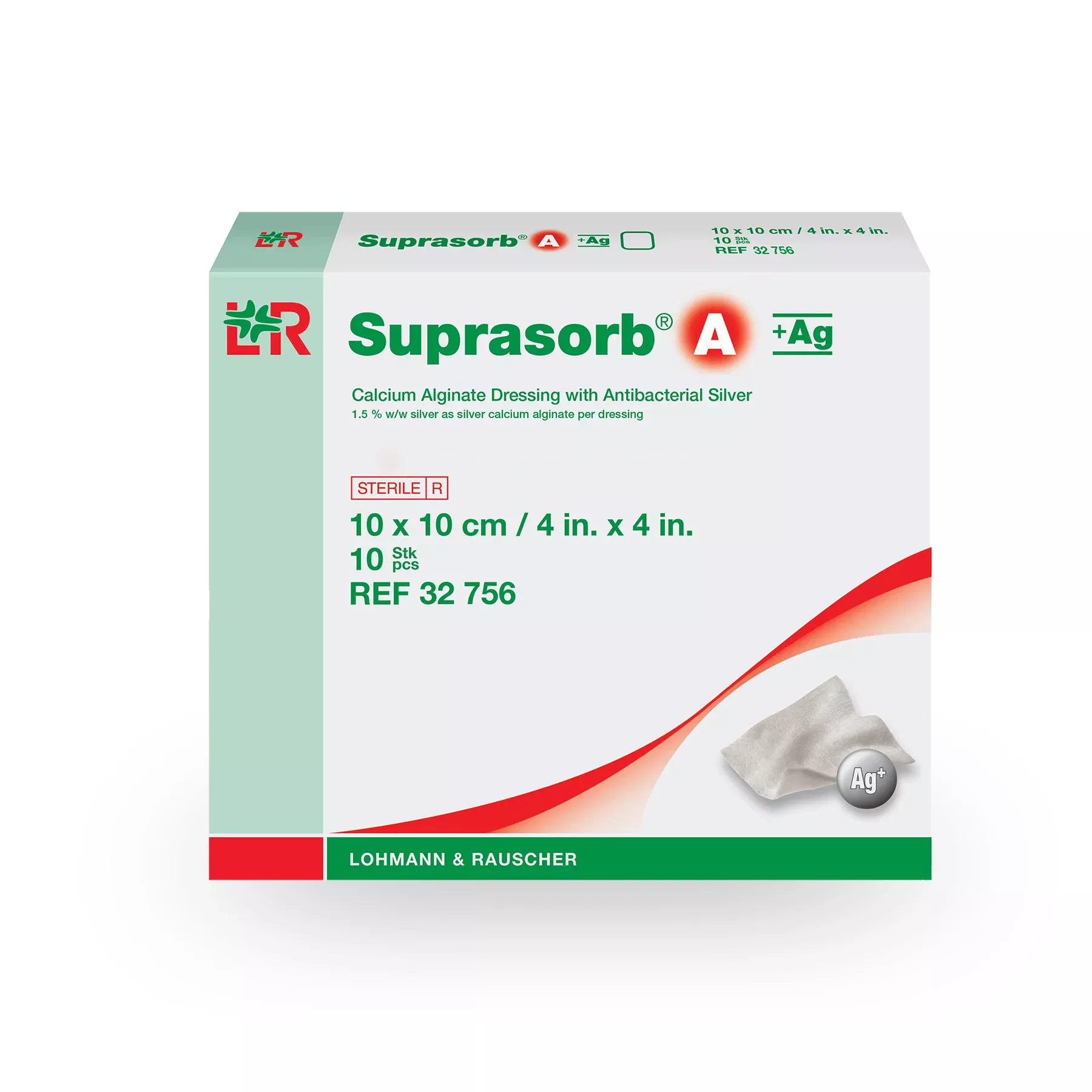 Lohmann & Rauscher Silver Alginate Dressing Suprasorb A + Ag 4 X 4 Inch Square Sterile #32756