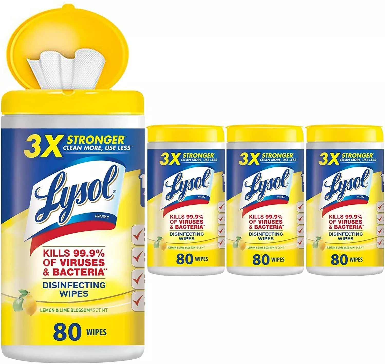 Lysol Disinfecting Wipes, Lemon & Lime Blossom, 80ct (4 Pack)