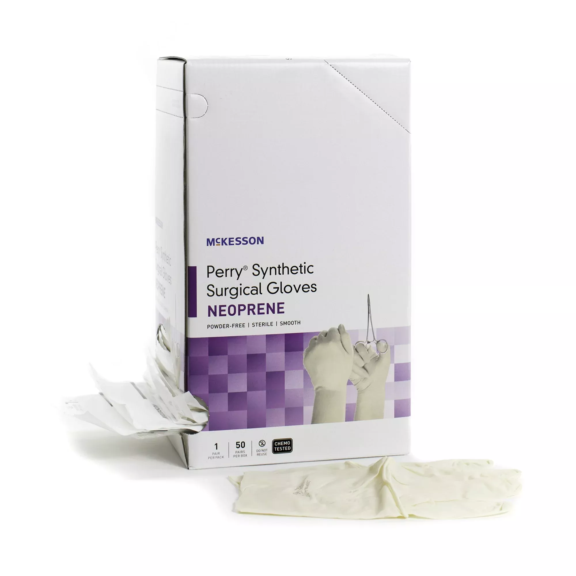 McKesson 20-2680N Perry Polychloroprene Surgical Glove, Size 8, Cream