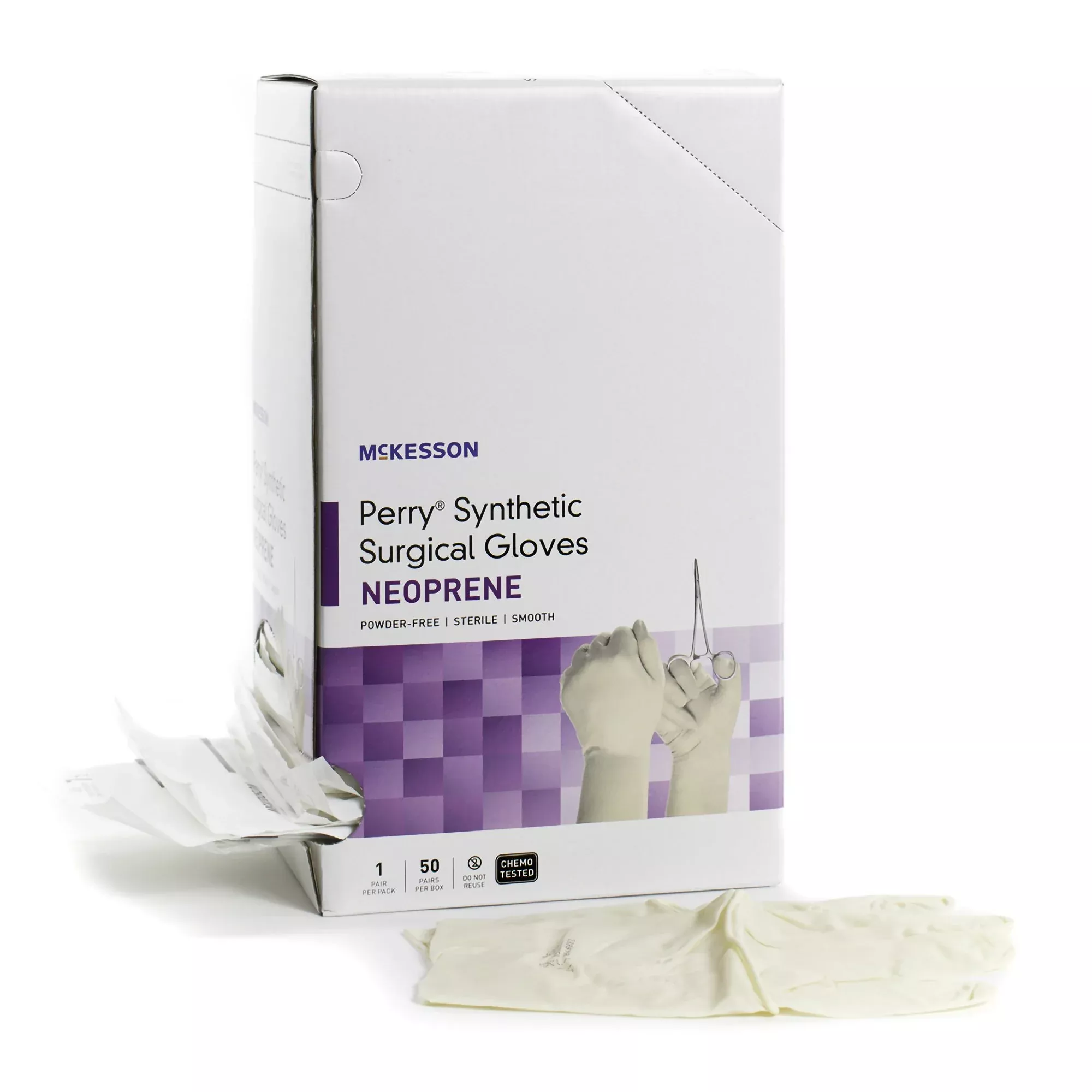 McKesson 20-2685N Perry Polychloroprene Surgical Glove, Size 8.5, Cream
