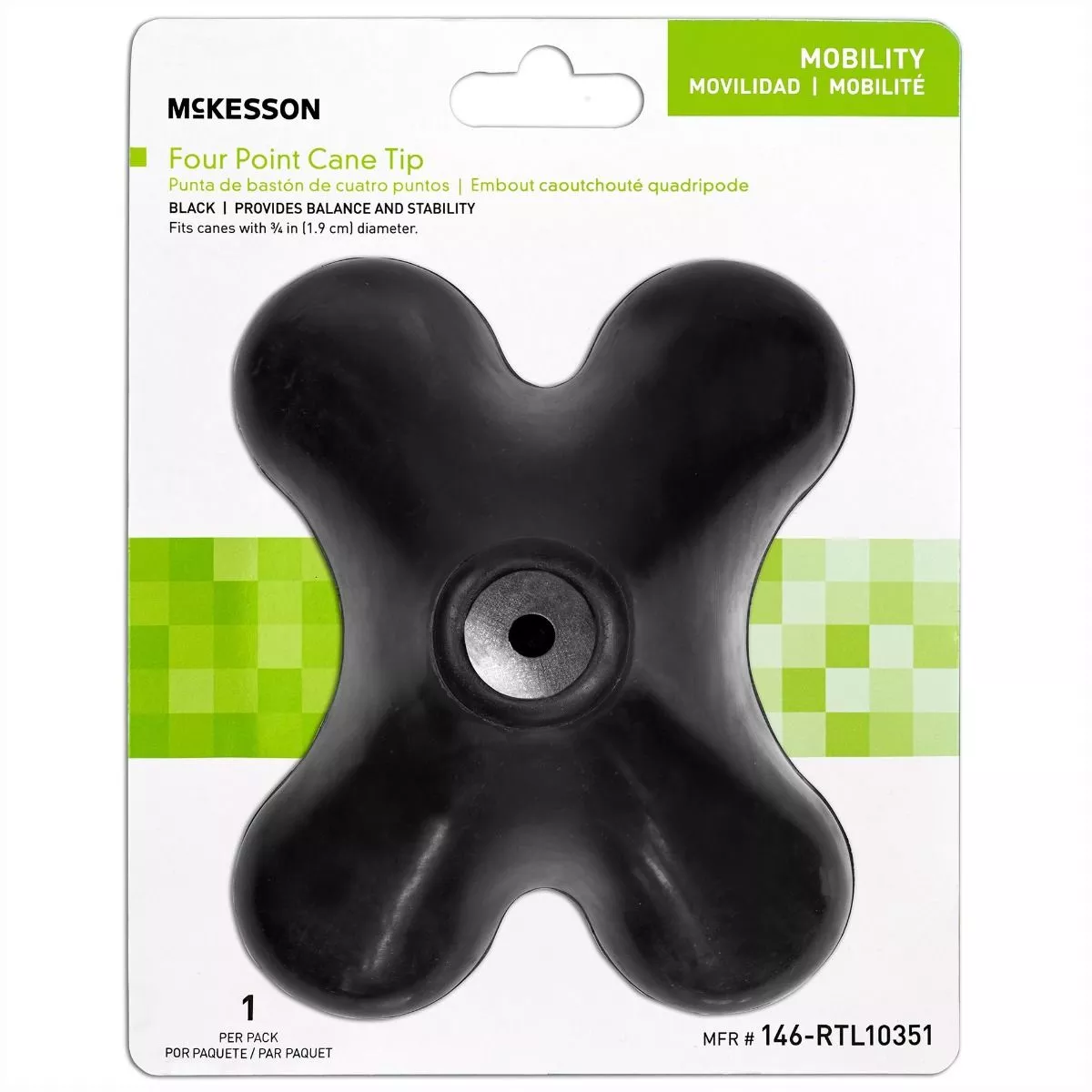 McKesson 4-Point Cane Tip - 3/4 Inch Diameter