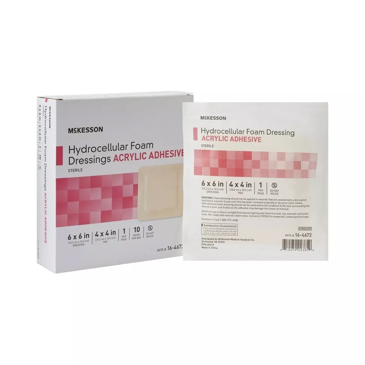 McKesson Acrylic Adhesive with Border Foam Dressing, 6 x 6 Inch