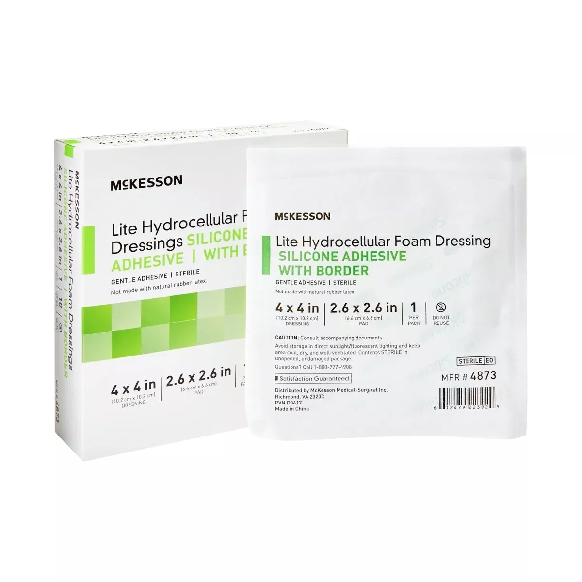 McKesson Lite Silicone Gel Adhesive with Border Thin Silicone Foam Dressing, 4 x 4 Inch