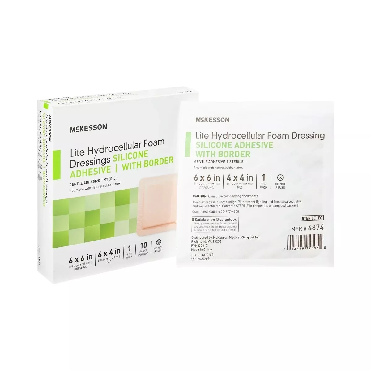 McKesson Lite Silicone Gel Adhesive with Border Thin Silicone Foam Dressing, 6 x 6 Inch