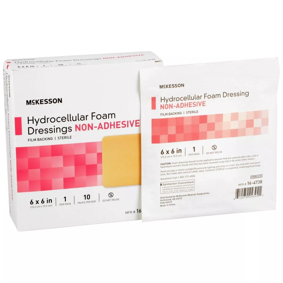 McKesson Nonadhesive without Border Foam Dressing, 6 x 6 Inch