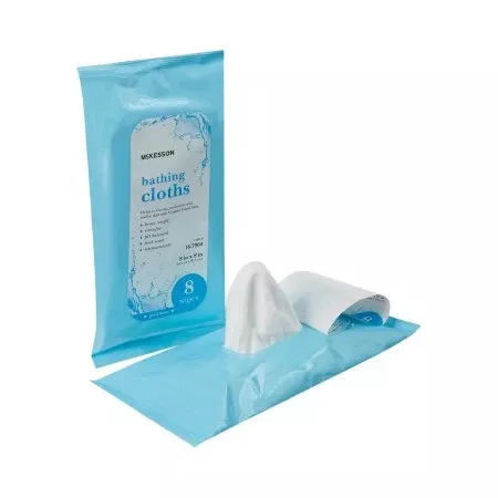 McKesson NonSterile Scented Rinse-Free Bath Wipe, Soft Pack, 8 X 8 Inch
