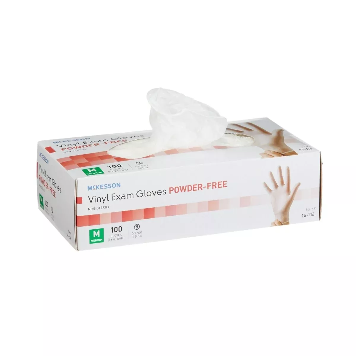 McKesson NonSterile Vinyl Standard Length Smooth Exam Gloves