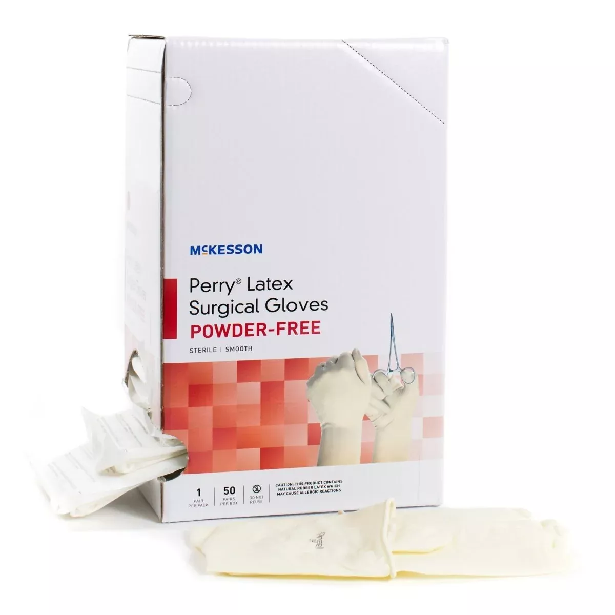 McKesson Perry Performance Plus Latex Standard Cuff Length Surgical Glove, Cream