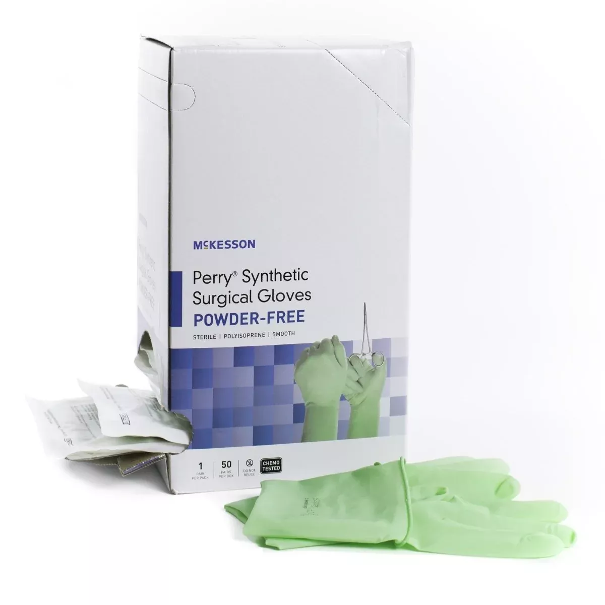 McKesson Perry Polyisoprene Standard Cuff Length Surgical Glove, Green