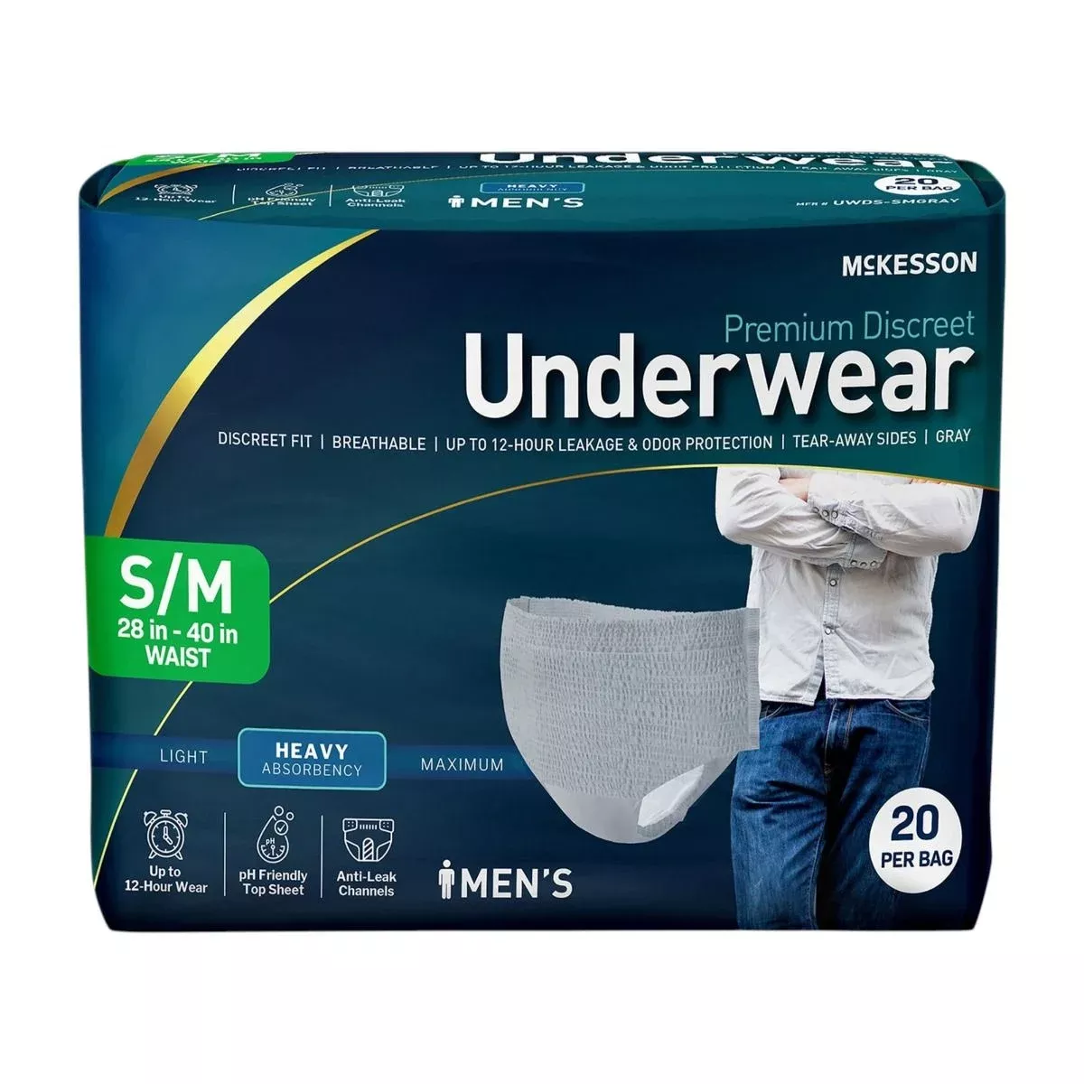 McKesson Premium Discreet Male Underwear, Gray - S-XL