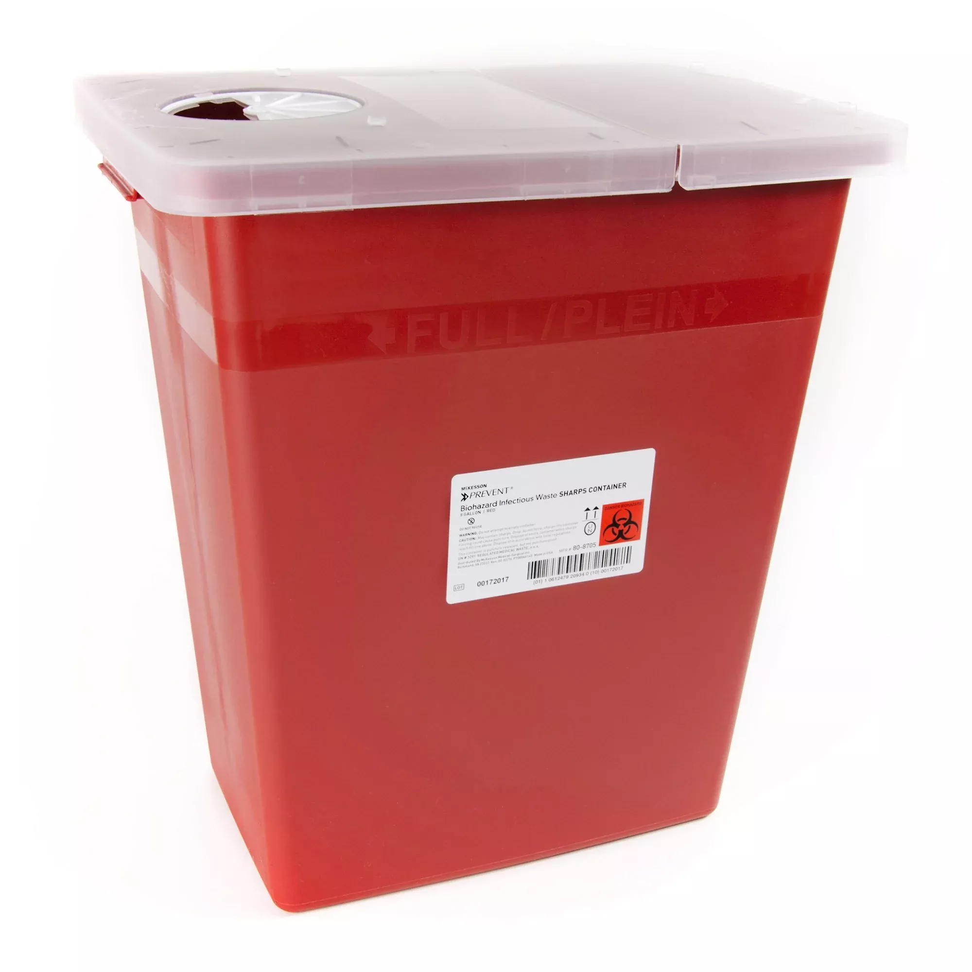 McKesson Prevent Sharps Container, 8 Gallon, 13.75 x 13.75 x 14 Inch
