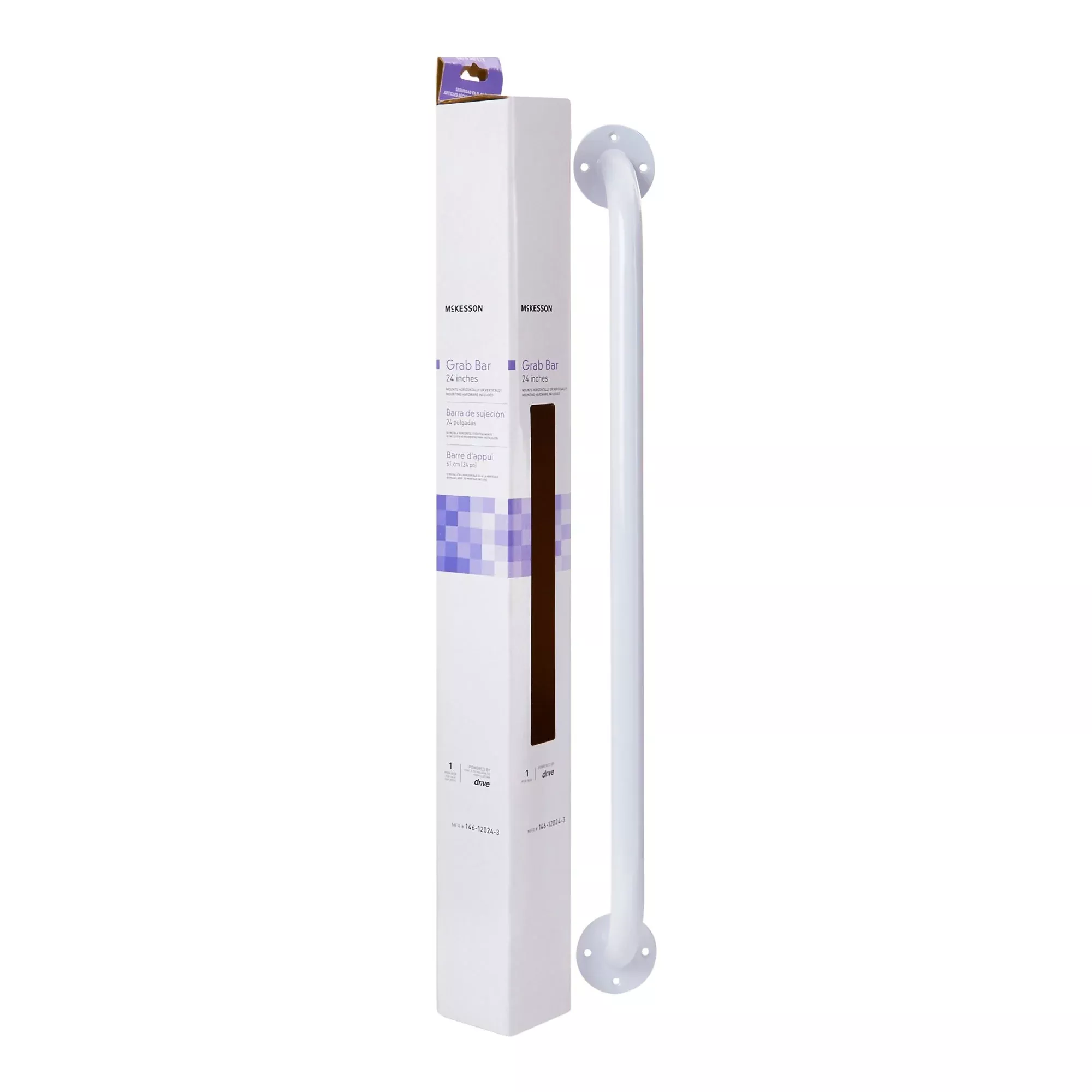 McKesson Wall Grab Bar, White Steel, 24-Inch Length