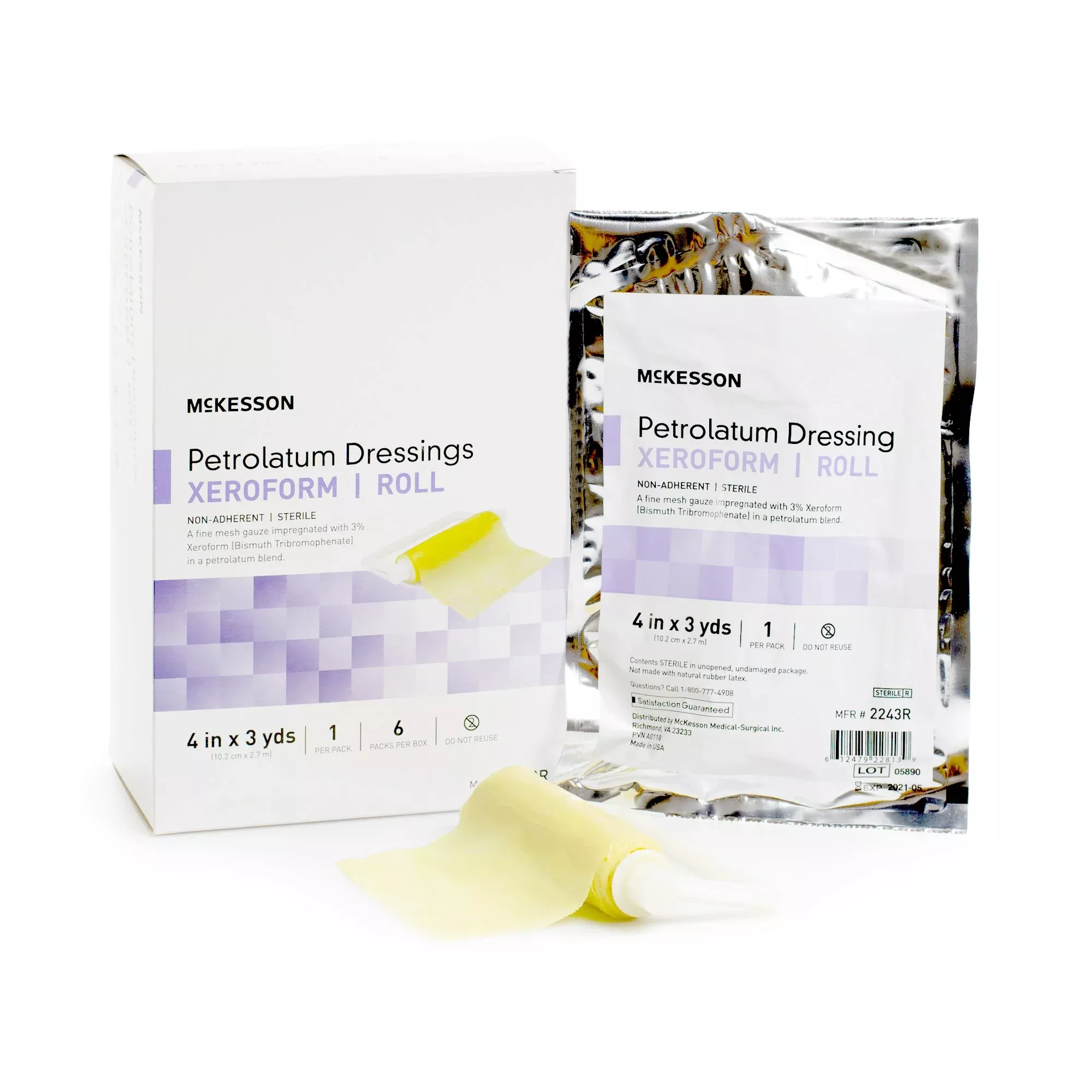 McKesson Xeroform Petrolatum Impregnated Dressing, 4 Inch x 3 Yard