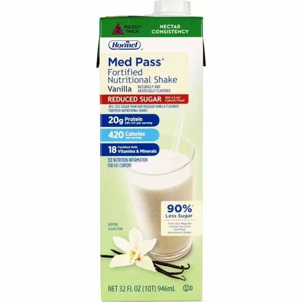 Med Pass Reduced Sugar Vanilla Nutritional Shake 32 oz. Carton