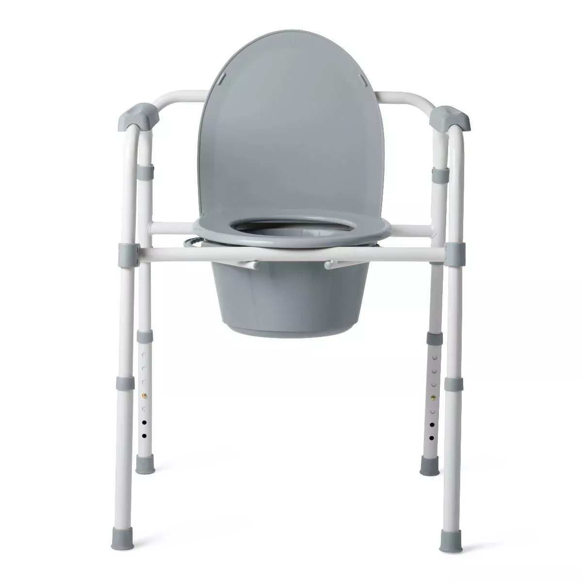 Medline Steel 3-in-1 Folding Commode, Includes Seat with Lid, Bucket, Armrests, and Splashguard#G1-200X1