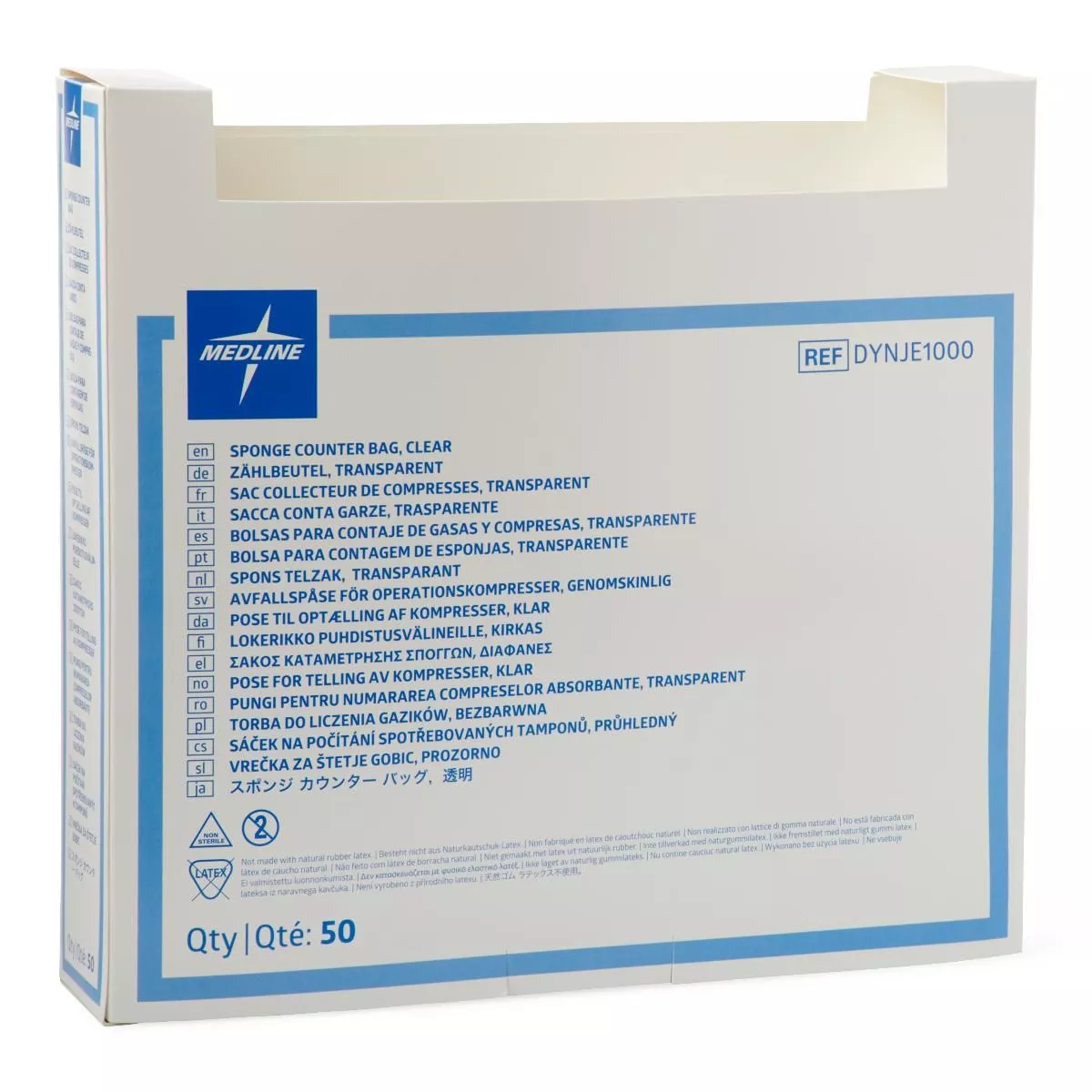 Medline Surgical Sponge Counter Bags, Clear or Blue