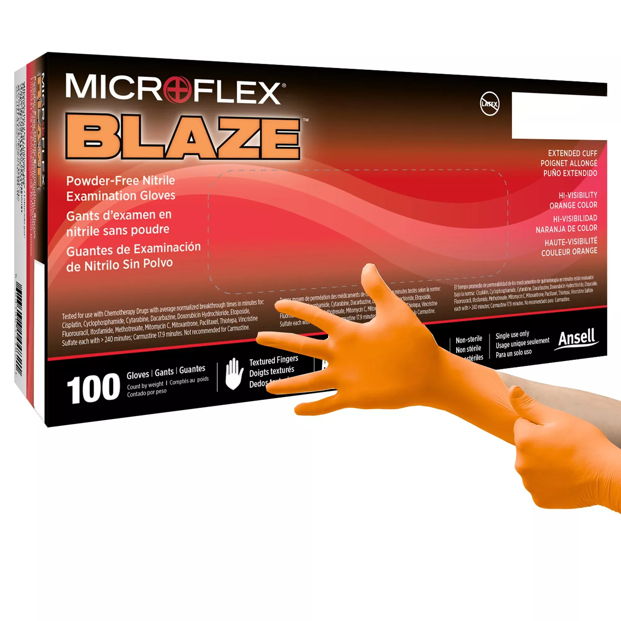 Microflex Blaze Nitrile Exam Glove, 2X-Large, Orange