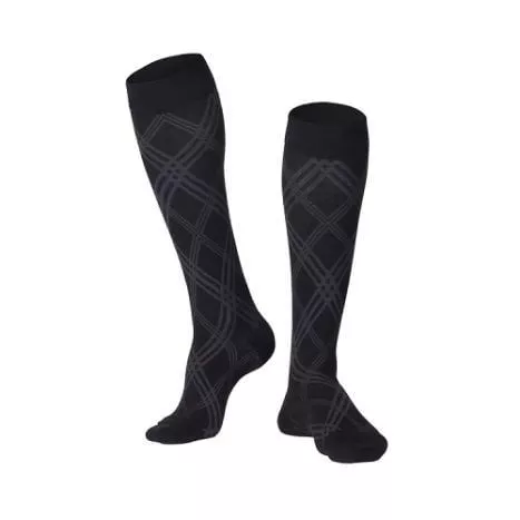 Modern Argyle 20-30 mmHg Compression Socks, Closed Toe, Black