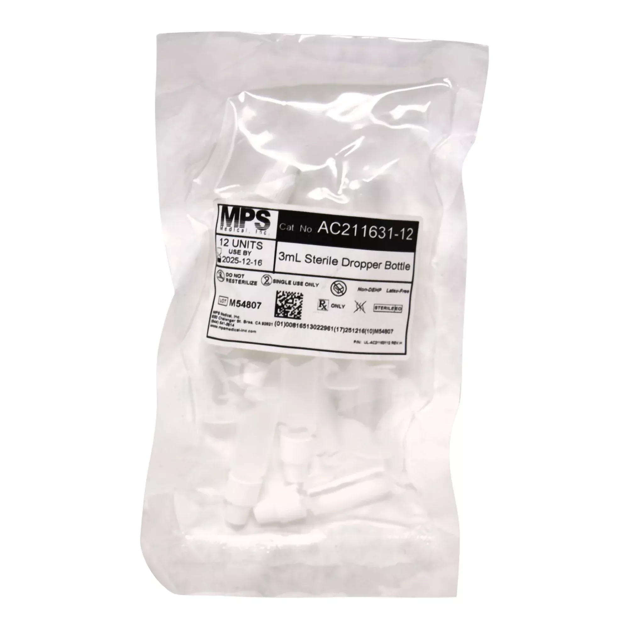 MPS Medical 3 mL Sterile Dropper Bottles