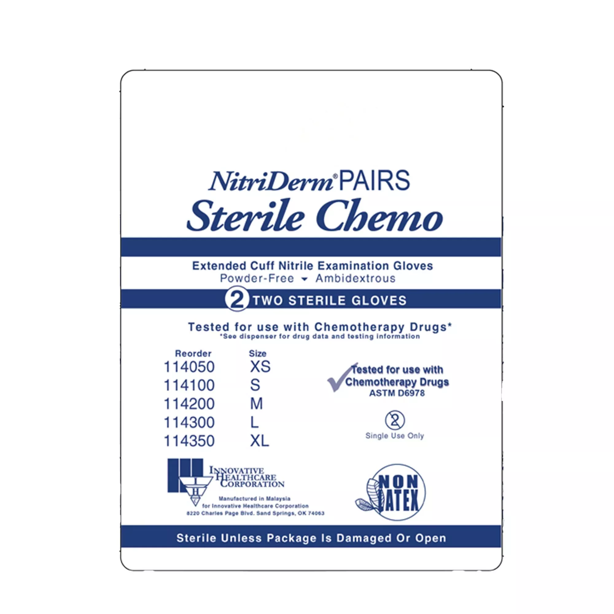 NitriDerm EC Nitrile Extended Cuff Length Exam Glove, Small, Blue