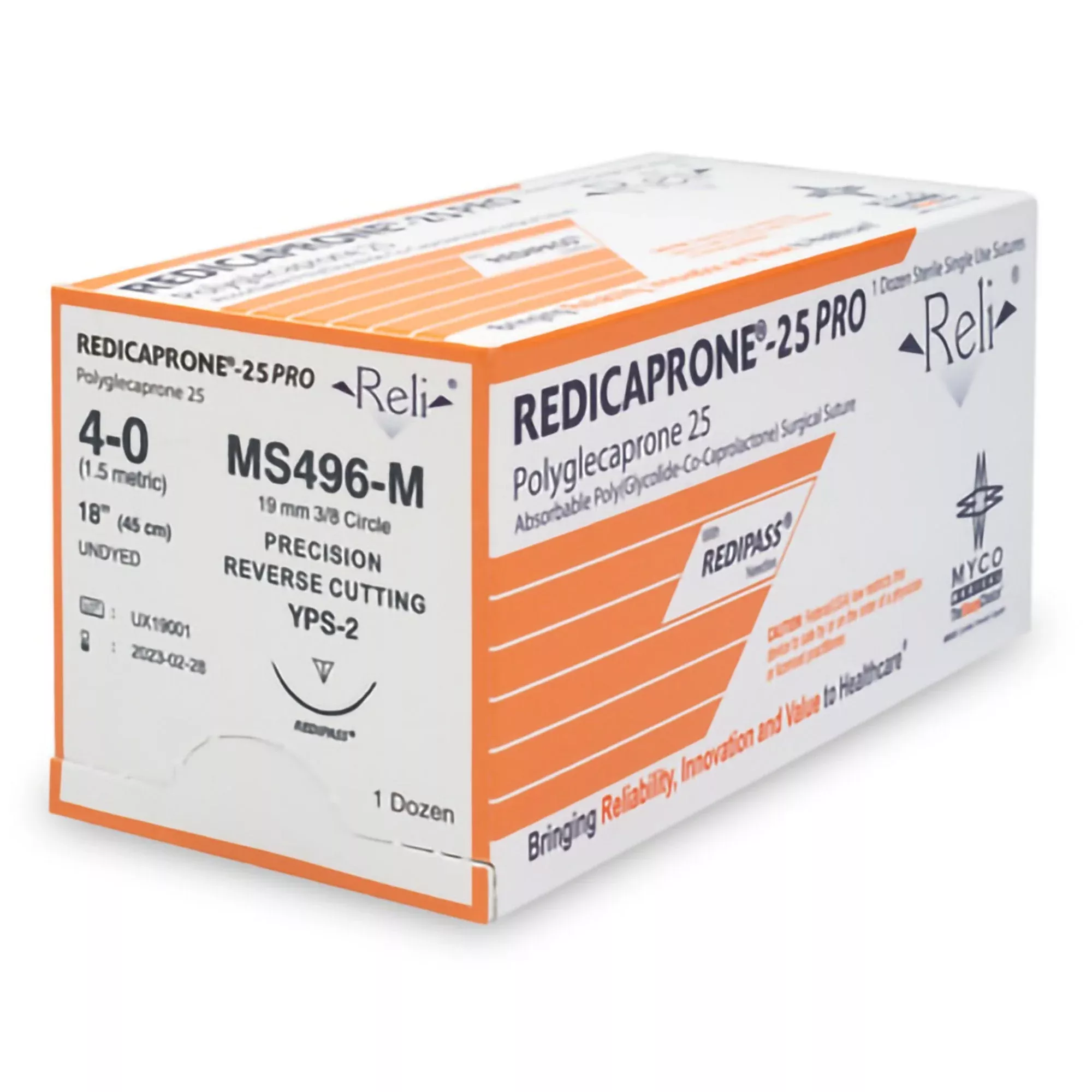 Nonabsorbable Suture without Needle Redicaprone Nylon Monofilament Size 4-0