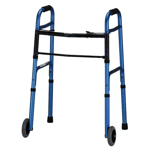 Nova Blue Folding Walker With 5″ Wheels