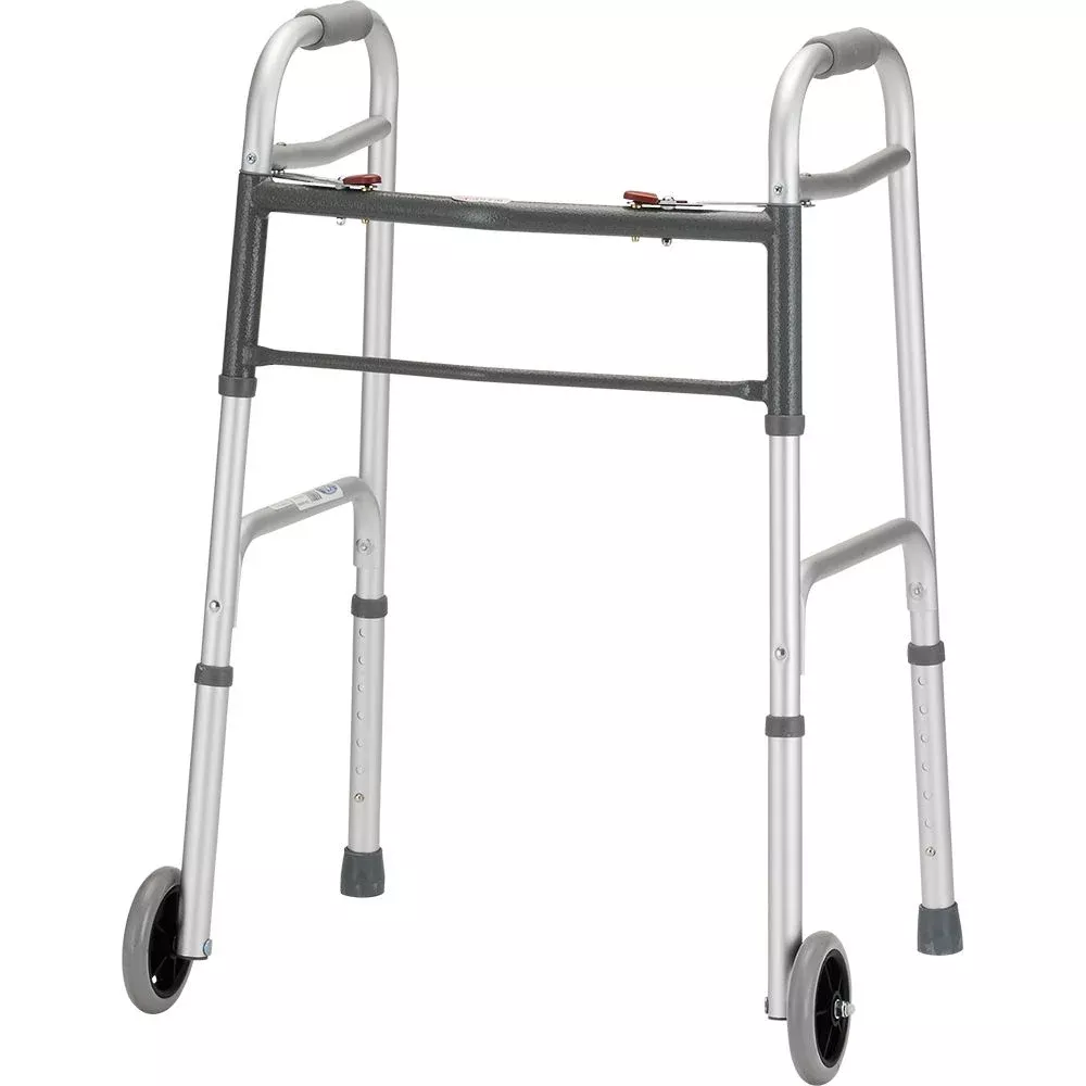 Nova Silver Folding Walker With 5″ Wheels