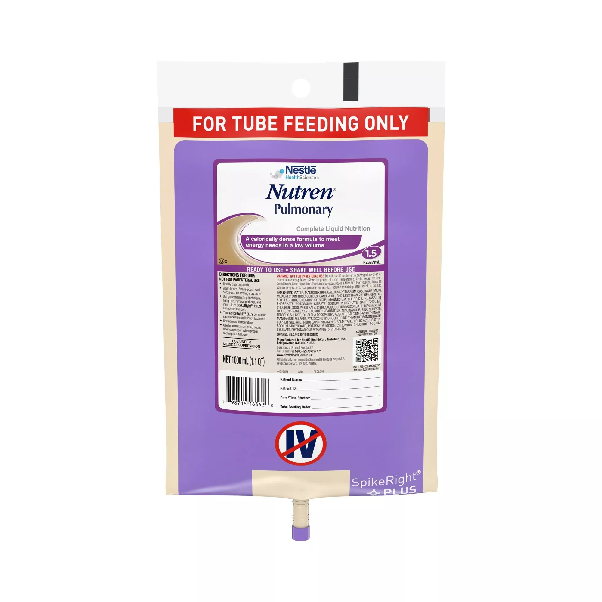 Nutren Pulmonary Ready to Hang Tube Feeding Formula
