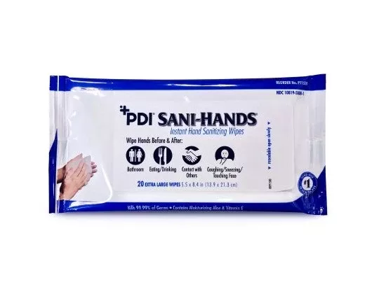 PDI Hand Sanitizing Wipe Sani-Hands 20 Count Ethyl Alcohol Wipe Soft Pack