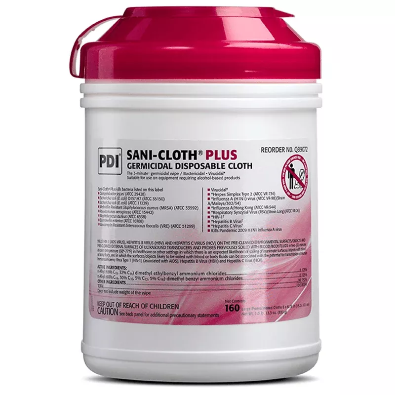 PDI Sani-Cloth Plus - Large Germicidal Disposable Cloth - 160-Count Canister